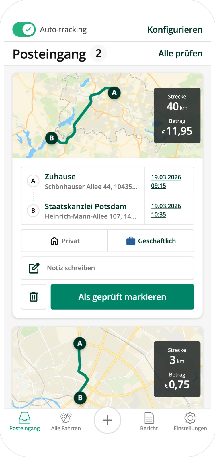 Driversnote classifying trips
