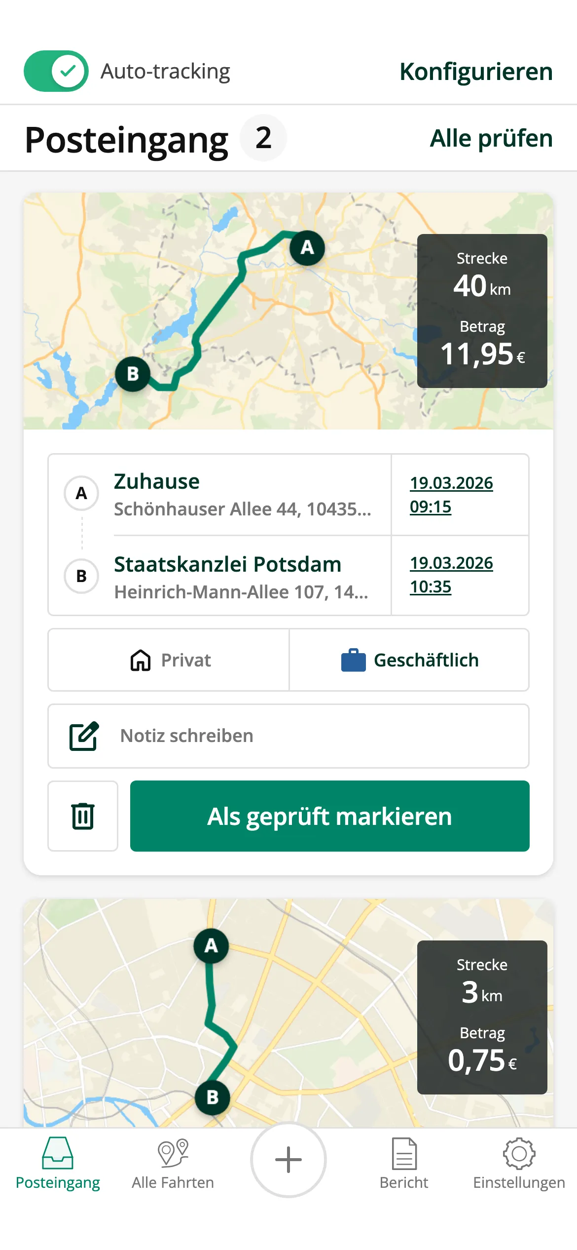 Einfache Klassifizierung von Fahrten