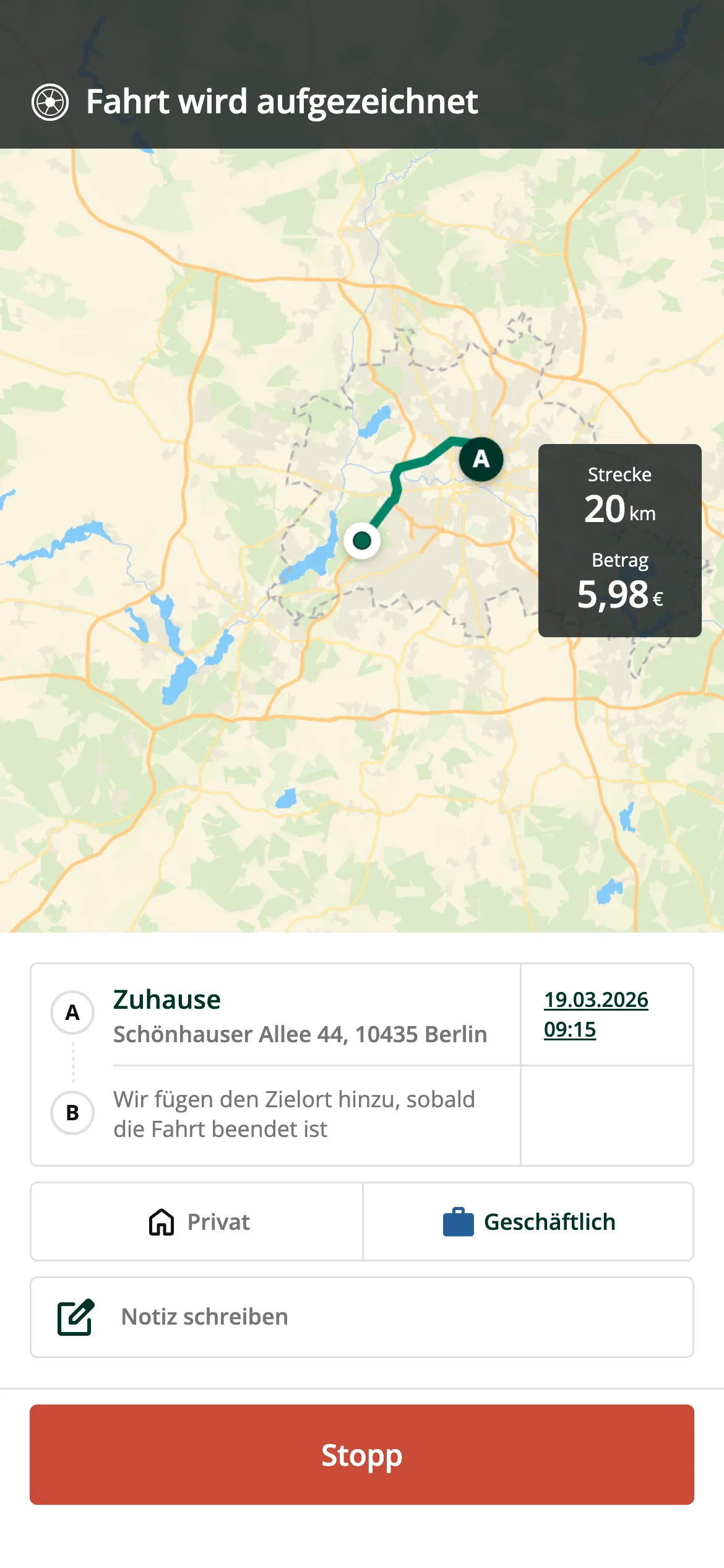 Automatisches Protokollieren von Fahrten